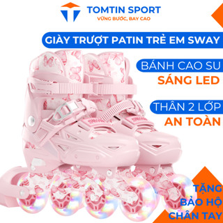 Giày patin trẻ em có đèn led SWAY T18 - Tặng kèm bảo hộ chân tay - Quà tặng sinh nhật - TOMTIN SPORT
