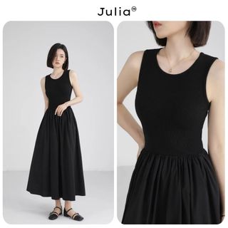 Đầm Sát Nách Phối Váy Lụa Xòe BS027