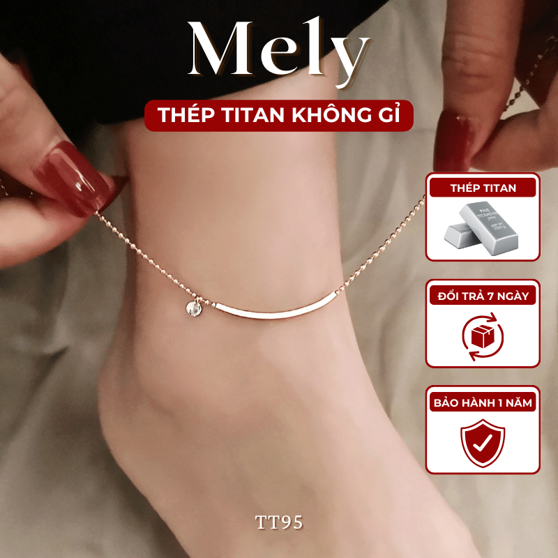 [KHÔNG ĐEN GỈ] Lắc chân Titan dạng sợi bi nhỏ nhắn phối đá hàng cao cấp phong cách cá tính thời trang - Mely TT95