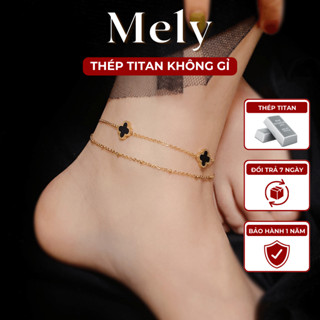 [KHÔNG ĐEN GỈ] Lắc chân Titan cỏ bốn lá dạng 2 dây cá tính thời trang phụ kiện cho nữ - Mely TT97