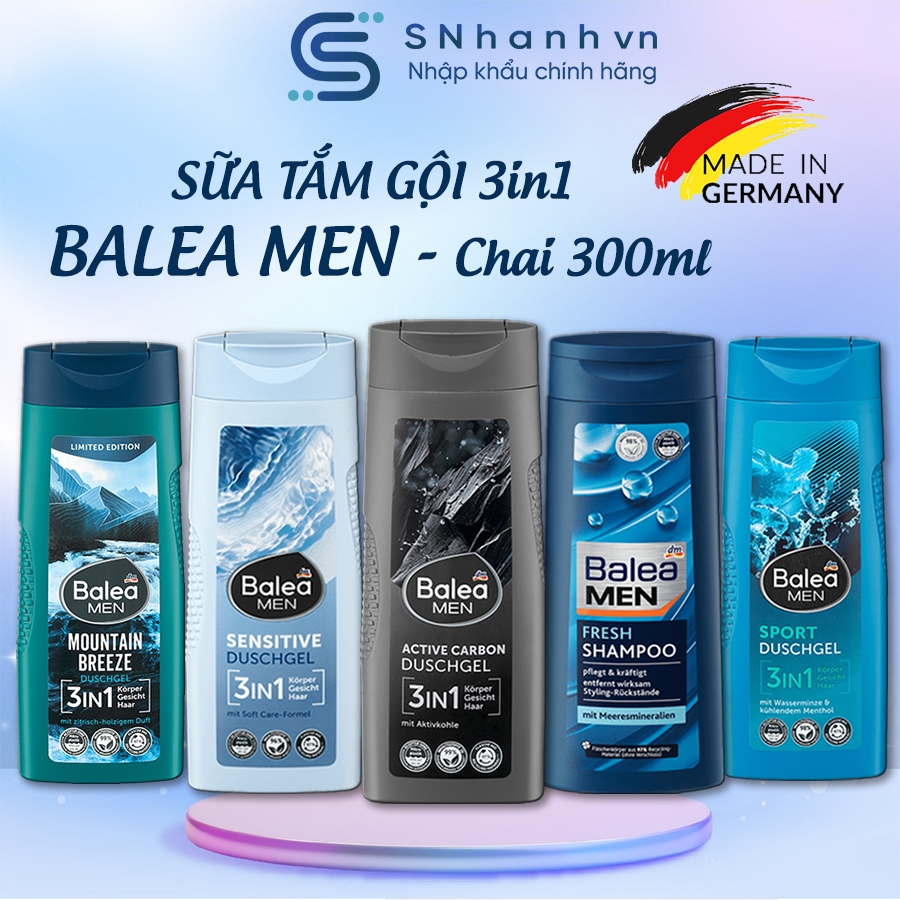 Sữa tắm gội 3in1 Balea & Isana Men Đức - Sữa tắm thuần chay Vegan Chai 300ml
