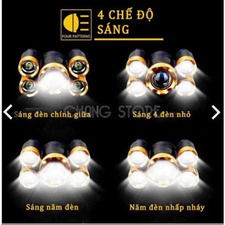 Đen bin đội đầu đeo trán siêu sáng 5 bóng LED ( BẢO HÀNH 6 THÁNG )