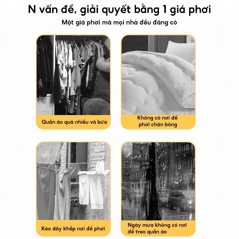 𝐎𝐍𝐋𝐘 Giàn phơi quần áo Ống thép Giá phơi quần áo Chịu gió Sào treo quần áo 3 Cực/2 Cực/1 Cực | BigBuy360 - bigbuy360.vn