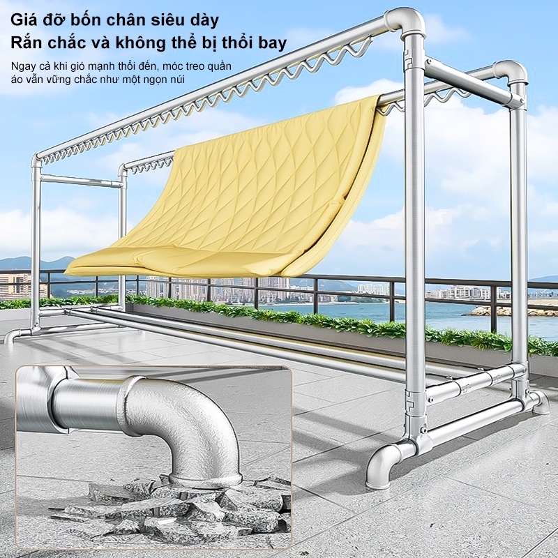 𝐎𝐍𝐋𝐘 Giàn phơi quần áo Ống thép Giá phơi quần áo Chịu gió Sào treo quần áo 3 Cực/2 Cực/1 Cực | BigBuy360 - bigbuy360.vn