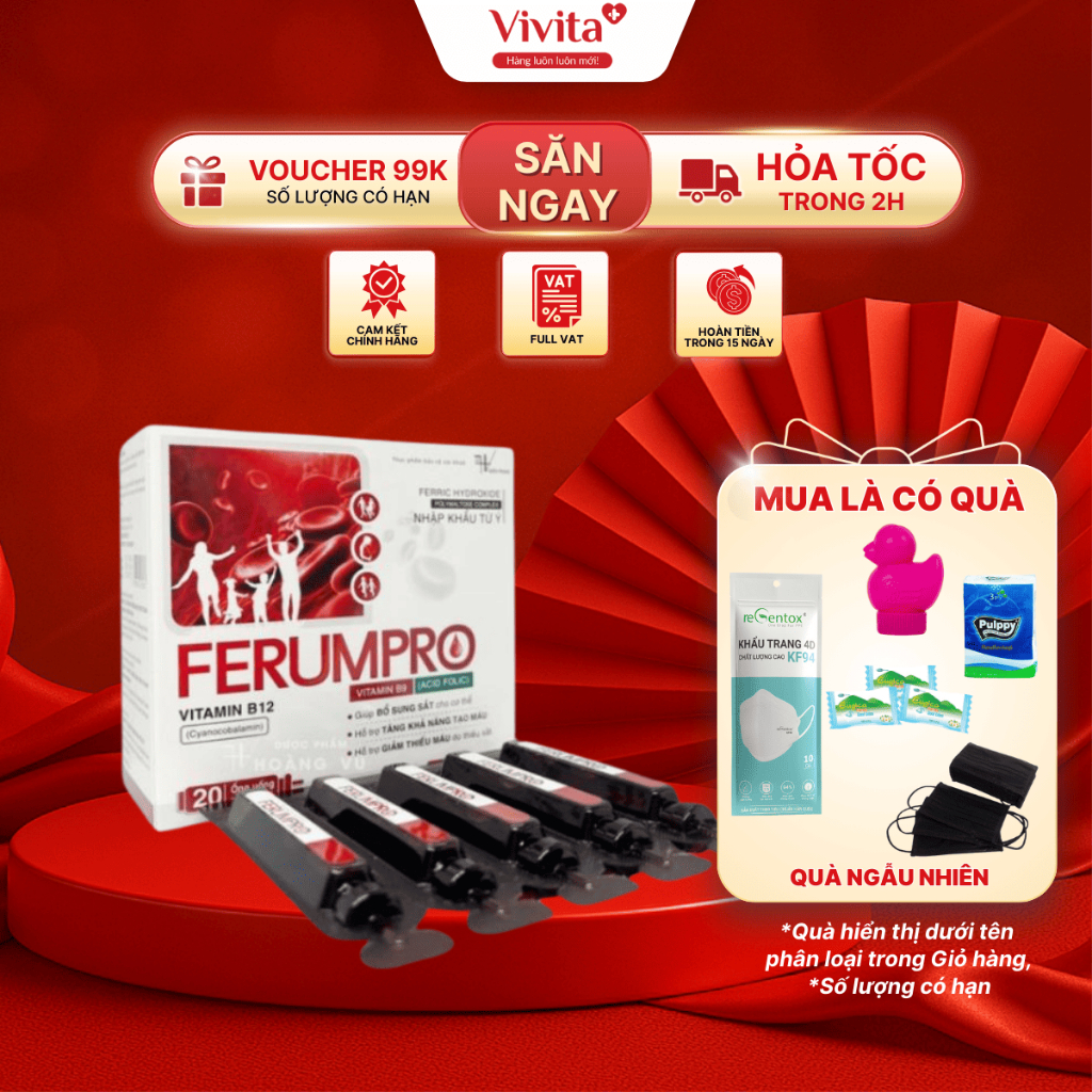 [🔥MUA LÀ CÓ QUÀ] Siro Sắt Hữu Cơ FERUMPRO Hỗ Trợ Tạo Máu, Cải Thiện Thiếu Máu Ferumpro Bổ Sung Vitam