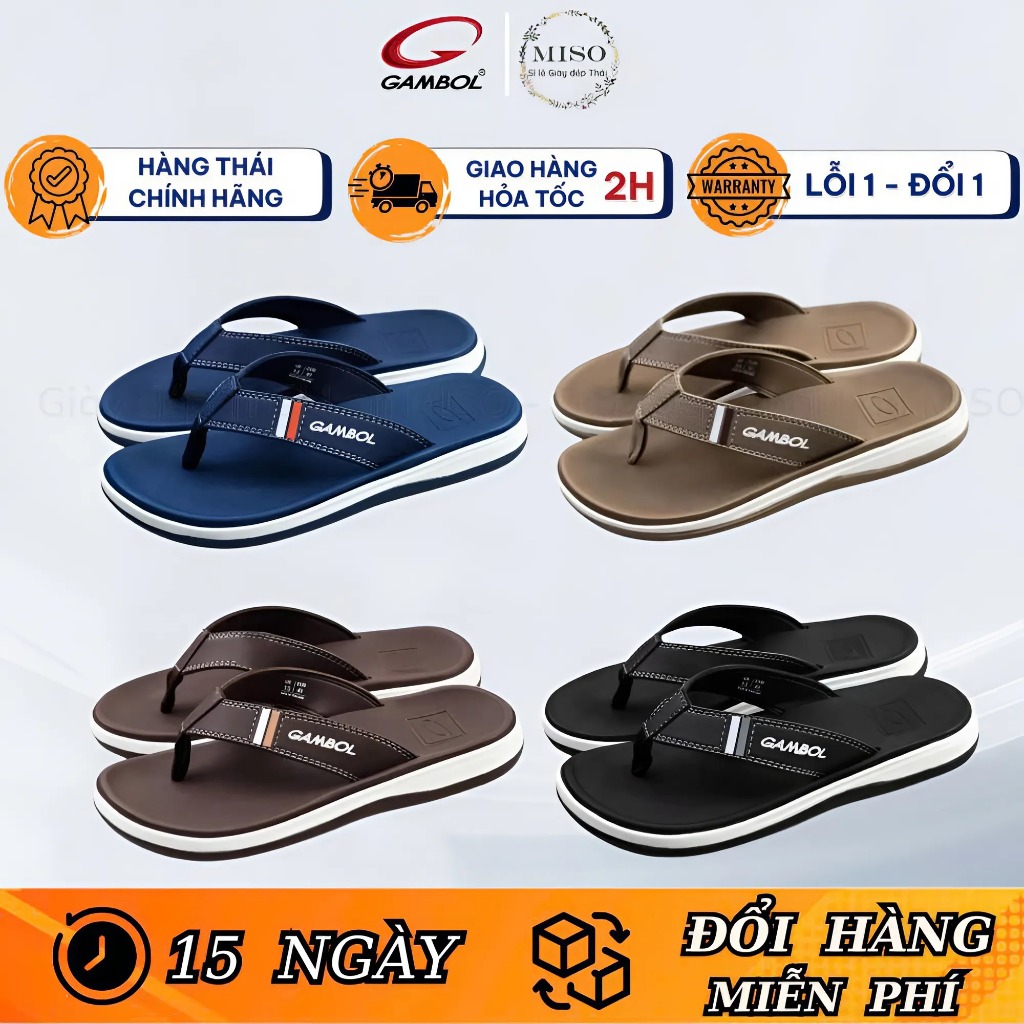  Dép Xỏ Ngón Tông Nam Thái Lan GAMBOL 41129 Chính Hãng Chất Cao Su Non Nhẹ Êm Bền Đi Chống Thấm Nước 