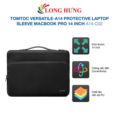 Túi xách chống sốc Tomtoc Defender-A14 Laptop Briefcase Macbook 13.5/14.4 inch A14-C02/A14D3 - Hàng chính hãng