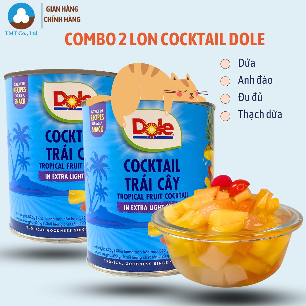 [Hà Nội] Combo 2 Lon Cocktail trái cây nhiệt đới trái cây đóng lon Dole 836g [Date: 27.12.25]