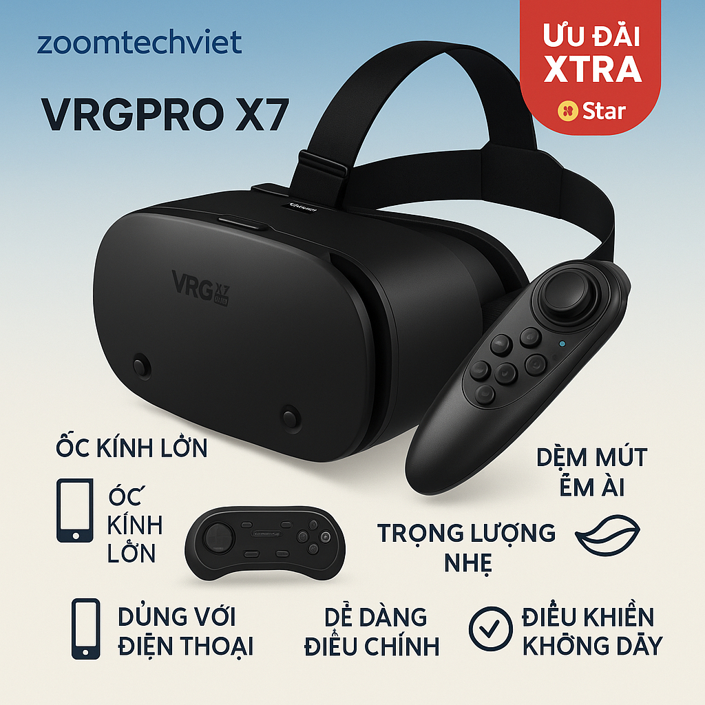 Kính thực tế ảo VR,VRG Pro X7 3D,Xem phim 3D chuyên nghiệp Chơi trò chơi VR,Đi kèm với tay cầm ip
