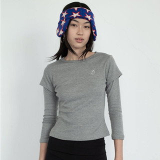  áo thun tay lửng aeie jr. DOUBLE SLEEVE TOP — áo basic kiểu thêu logo signatures 