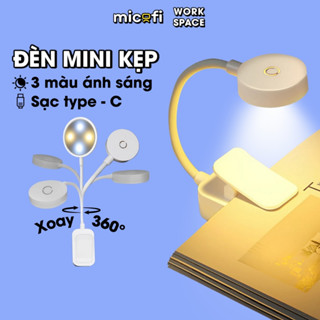 Đèn Led Mini Micofi, Đèn Kẹp Bàn Để Đọc Sách Đầu Giường Sạc Học Gắn Hồ Cá Xoay 360° Type-C 3 Chế Độ Sáng