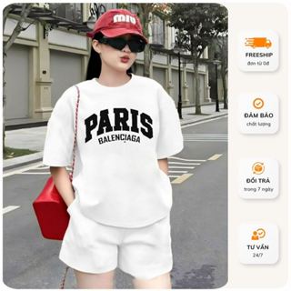 Set Bộ Đồ Nữ In Chữ Paris, Áo Phông Nữ Kèm Quần Đùi Nữ Thời Trang Mềm Mịn Thoáng Mát Mùa Hè - 51006