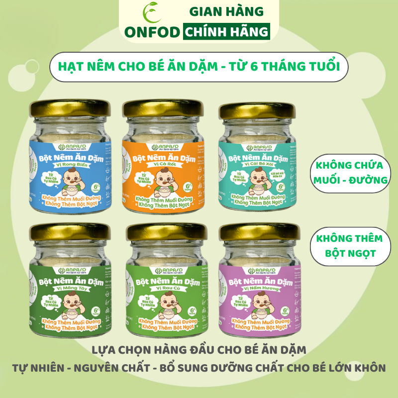 Hạt nêm ăn dặm cho bé ANPASO ONFOD gia vị ăn dặm cho bé từ 6 tháng tuổi