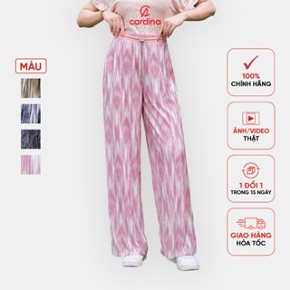 Quần suông nữ CARDINA chất liệu lụa dập ly dáng dài basic 5QDT24