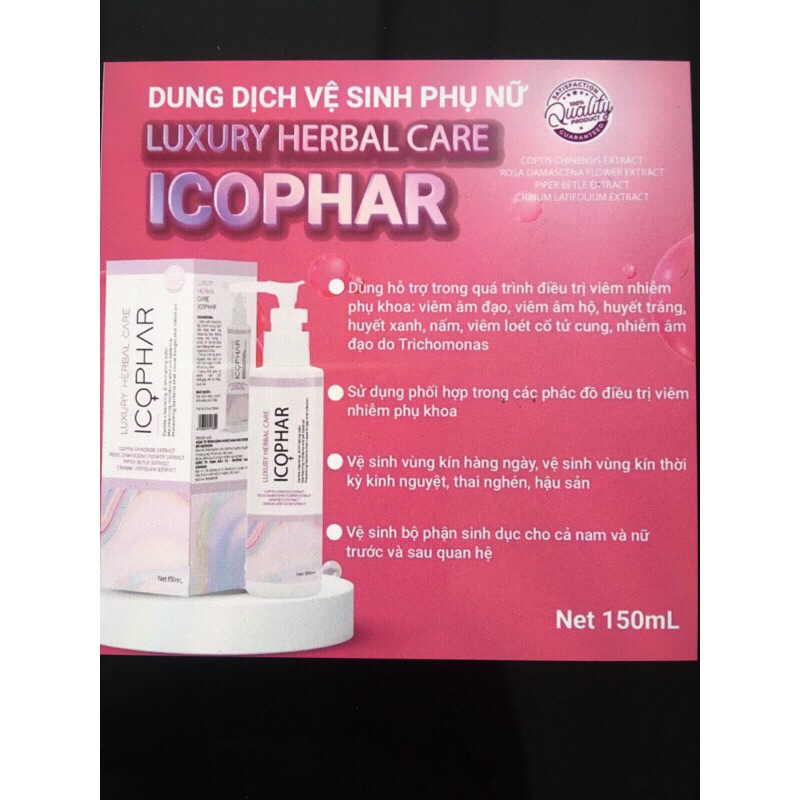 dung dịch vệ sinh phụ nữ và nam giới luxury herbal care icophar (nam nữ dùng được )