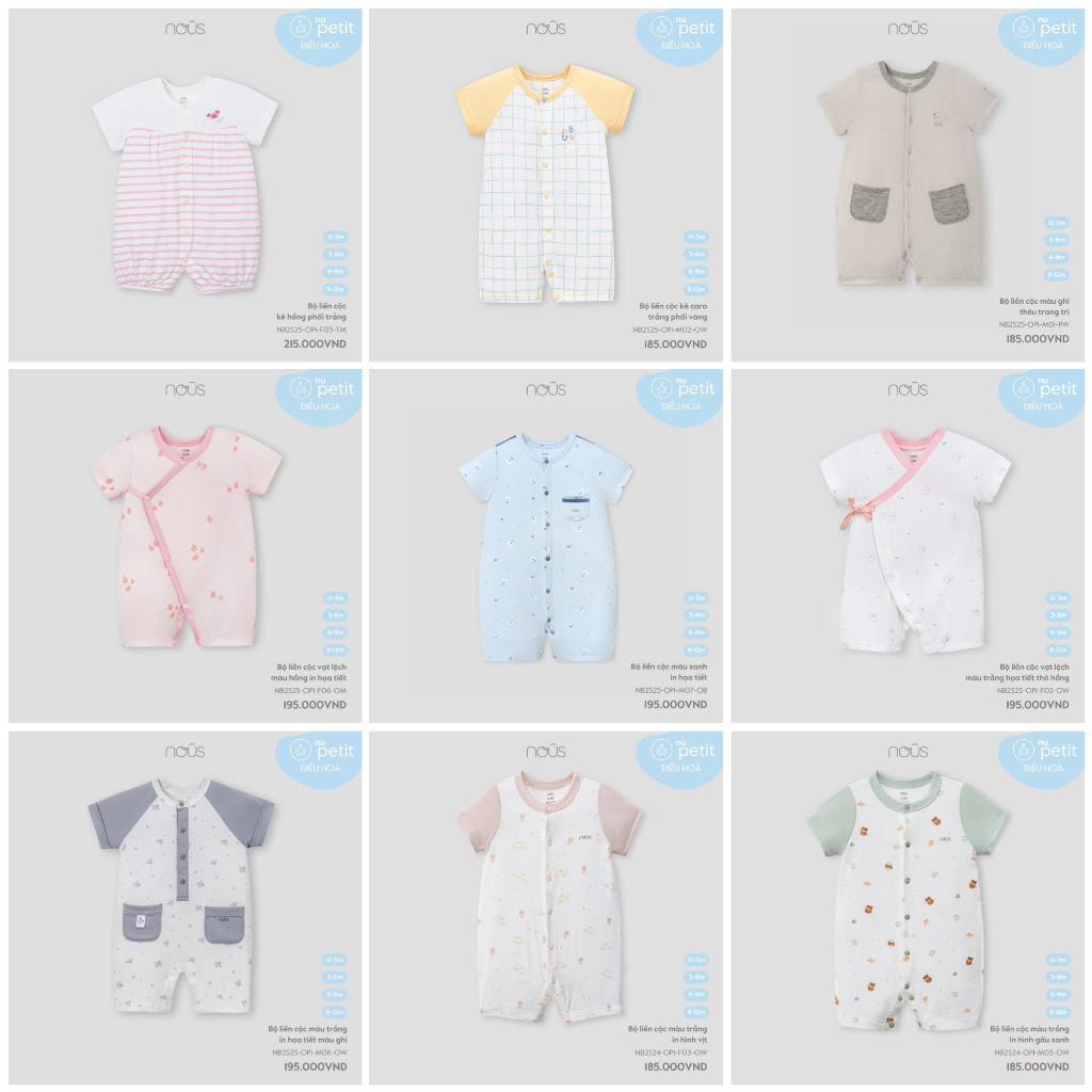 NOUS - Body cộc Nous phối hoạ tiết cho bé trai bé gái xuân hè 2025