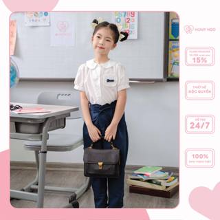  Set đi học bé gái HUMY NGO áo sơ mi và quần chất liệu mềm mại thoáng mát phong cách Hàn Quốc cho bé 20 - 40kg A77+ Q78 
