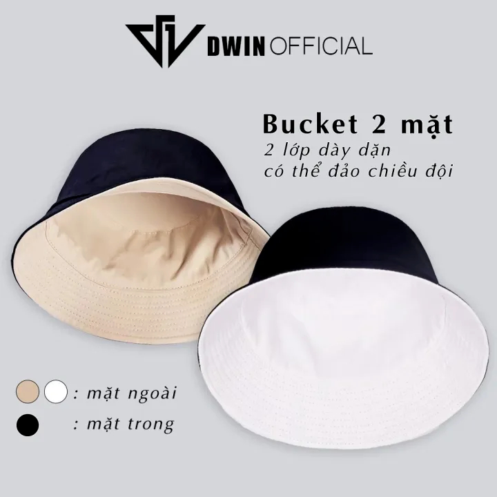 COMBO 2 Mũ bucket DWIN tai bèo vành nón trơn cụp Unisex phù hợp nam nữ