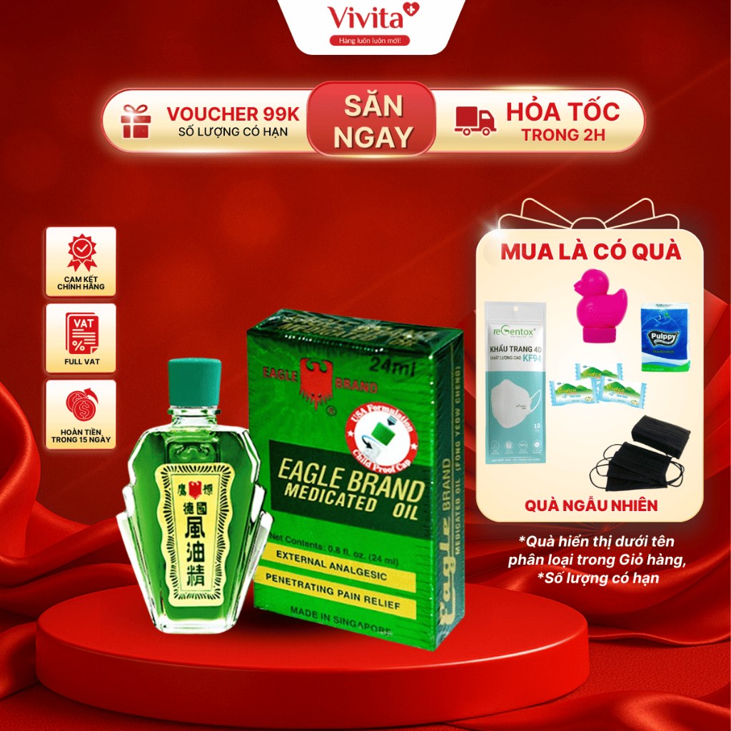 [🔥MUA LÀ CÓ QUÀ] Dầu Gió Con Ó Xanh Eagle Brand Medicated Chống Muỗi Và Hỗ Trợ Giữ Ấm Cho Bé Chuẩn SINGAPOR (3ml-24ml)