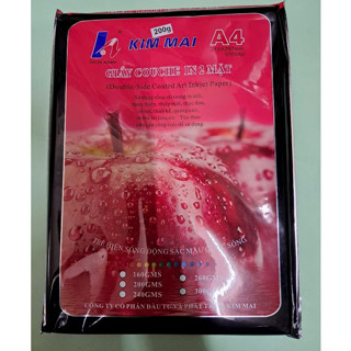 Combo 2 tập Giấy in ảnh Kim Mai, giấy couche bóng 1 mặt,2 mặt 160,200,220,300g A4 50 tờ/ xấp