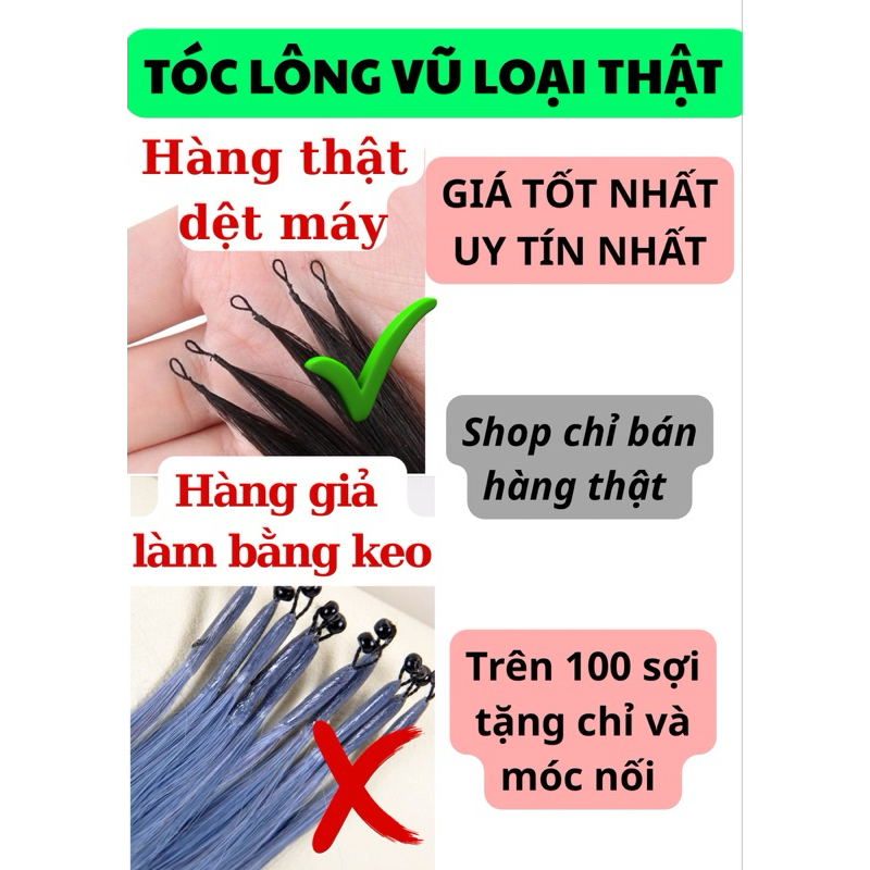 (sỉ) Tóc nối lông vũ 9D siêu rẻ loại vip 50cm combo khách 100 sợi