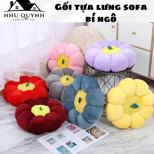 [Hàng sẵn] Gối tựa lưng sofa đệm tròn ngồi bệt hình bí ngô bánh xe sang chảnh, vải nhung cao cấp 45c