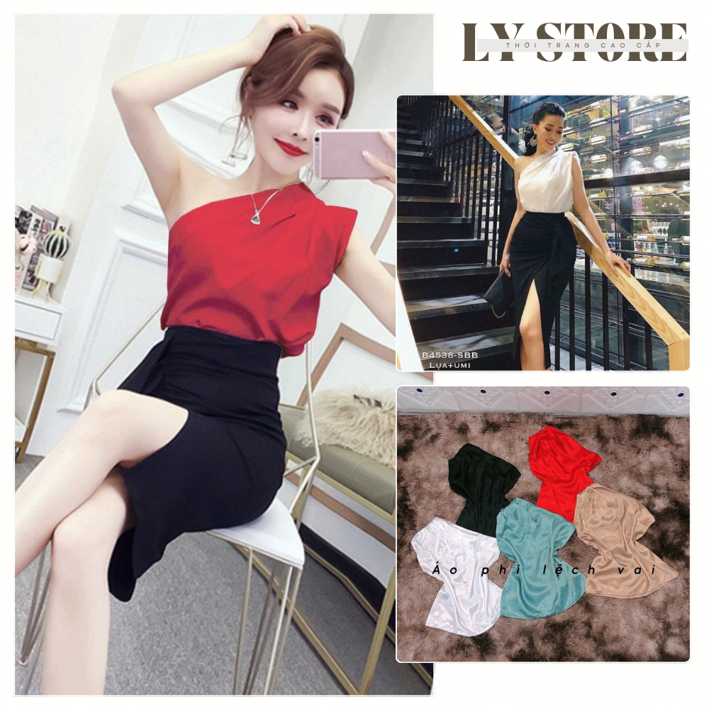 Áo Kiểu Nữ 💥𝑭𝑹𝑬𝑬𝑺𝑯𝑰𝑷💥Áo Lệch Vai Chất Phi Lụa,LY STORE