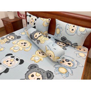 Bộ ga giường, Drap nệm Thun Lạnh Hàn Quốc 4 món (1 ga bọc + 2 vỏ gối nằm + 1 vỏ gối ôm)