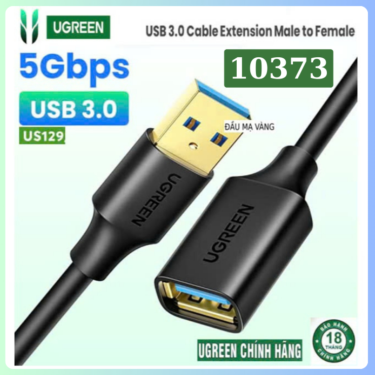 Cáp USB 3.0 nối dài, đầu mạ Vàng (Ugreen 10373 30127 90722 US129)