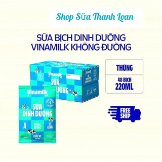 (HSD T12-2025) Thùng 48 Bịch Sữa Dinh Dưỡng VINAMILK KHÔNG ĐƯỜNG - 220ML.