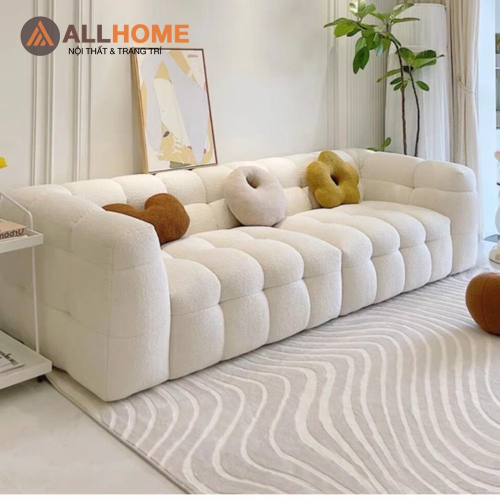 Mẫu Sofa Nỉ Decor Mã AL161 ALLHOME Trang Trí Phòng Khách, Khách Sạn, Homestay ( Làm Theo Size Yêu Cầ