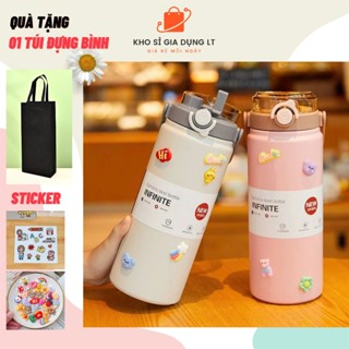 (Tặng túi)Bình giữ nhiệt inox 316 Boss 800ml, 1000ml, 1200ml có quai xách,ống hút tặng kèm 2D, 3D, túi vải đựng bình