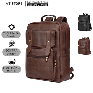 Balo da PU cao cấp MT STORE chống thấm nước, chống sốc 360 độ đựng vừa laptop 15.6inch