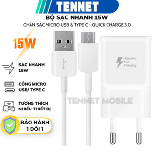 Bộ Cục Củ Và Cáp Sạc Nhanh SS 15W, Củ Sạc Nhanh SS An Toàn Đảm Bảo, Cáp Sạc SS 1 Mét Usb Micro/Type C Cho Android