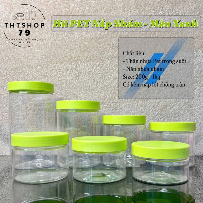 hủ pét 100gr-200gr-250gr-500gr (nắp xanh-loại 1)