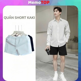  Quần short kaki nam MEMOTOP sọt đùi mặc trên gối hack dáng vải dày lưng thun co giãn có dây rút Form rộng trẻ trung 