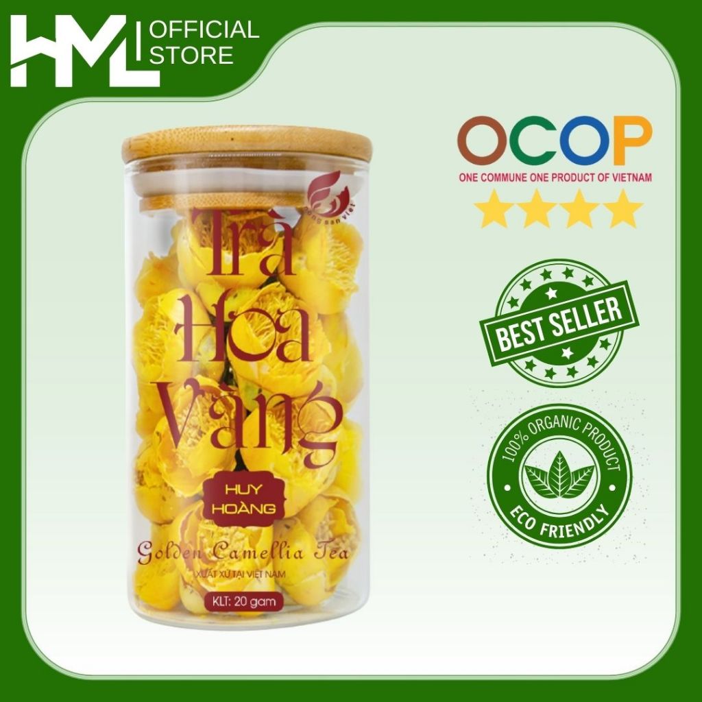 Trà Hoa Vàng Huy Hoàng 20g – Đặc Sản Quảng Ninh | Dược Tính Cao, Thanh Mát, Tốt Cho Sức Khỏe | OCOP 