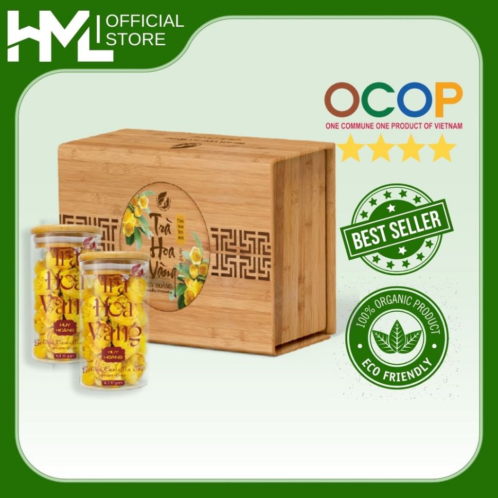 Set 3 Lọ Trà Hoa Vàng Huy Hoàng 20g VIP – Quà Biếu Cao Cấp | Dược Tính Cao, Thanh Mát, OCOP 4 Sao Qu