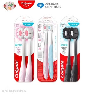   KDR  Bàn chải Colgate cao cấp - Bộ 2 bàn chải Gentle Cushion Clean lông chải siêu dày tạo bọt mịn 