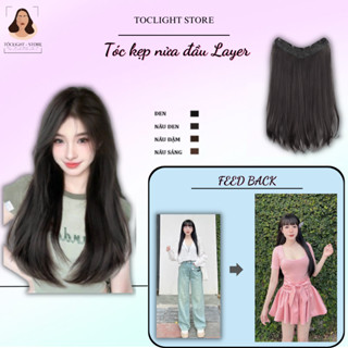 (Giá Rẻ) Tóc giả Layer ngắn ngang vai cụp 45cm 60cm- Kẹp tóc giả Xoăn lơi nửa đầu dài dành cho nữ - 37