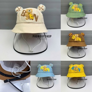 BÉ 2-5 Tuổi_Mũ chống giọt bắn chắn gió bụi mưa bucket tai bèo vành phungvyshop-nón / Bo "KIẾNG" GAUBN KINH /