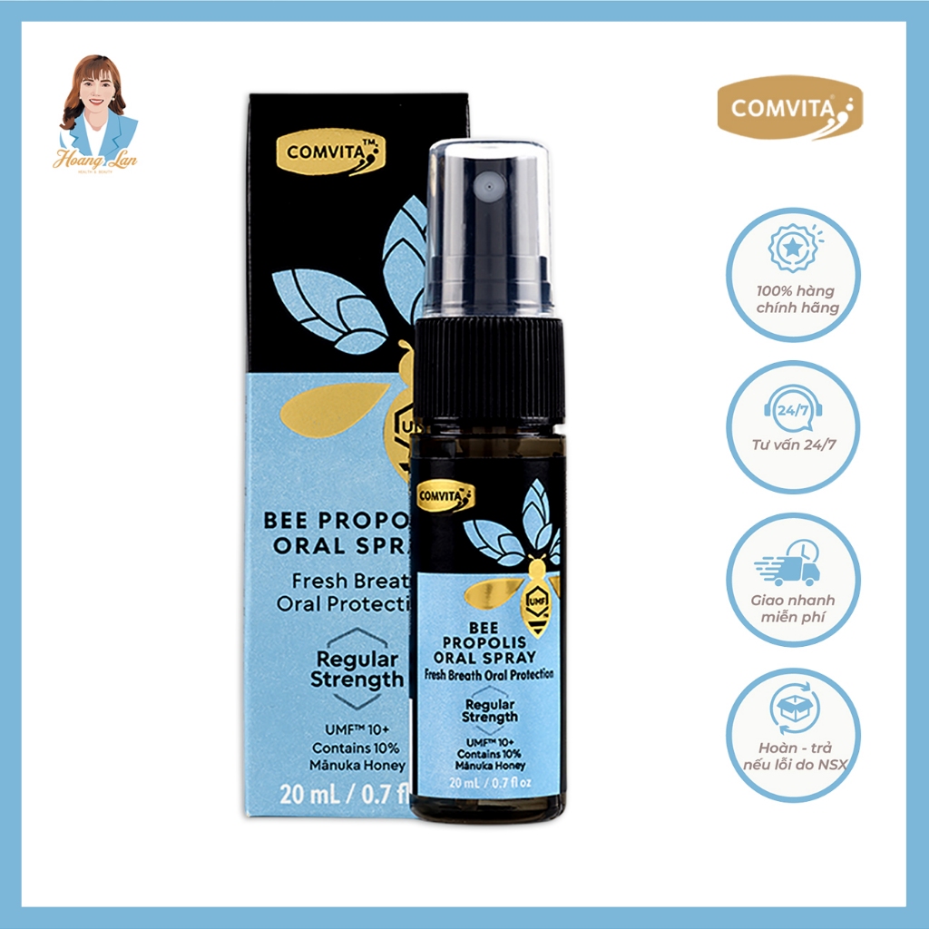 Xịt họng keo ong Úc Comvita Bee Propolis Oral Spray Regular Strength 20ml