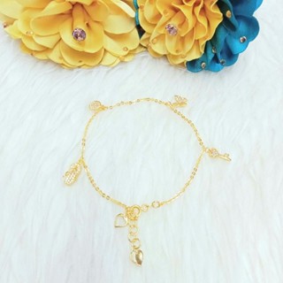 Lắc Chân Đồng Vàng Nhiều Charm Dễ Thương Tòn Ten Màu Vàng Miền Tây 750