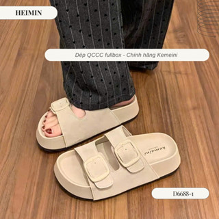 [Dép Quảng châu] Dép nữ quai ngang nâng đế bản QCCC D6688-1 fullbox - Dép girl phố sang xịn