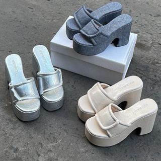  Dép Nữ G02 đế gót cao 9cm quai bản ngang da mềm êm đế nhẹ sang chảnh có 4 màu dễ phối đồ 