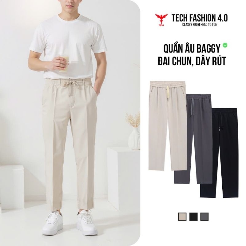 Quần âu nam cao cấp công sở Hàn Quốc ống suông dáng baggy nam ống rộng dáng âu phong cách ulzzang TF4