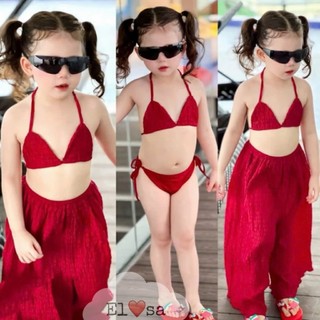 bikini 3 mảnh chất xốp nhăn cho bé đi biển siêu xinh bánh bèo cute lắm sz 10-30kg annakids