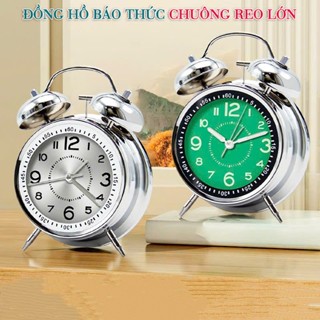 Đồng Hồ Để Bàn Báo Thức Inox Kim Trôi Im Lặng Có Chuông Reo Lớn Sang Trọng