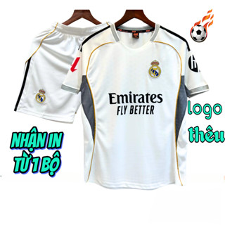   Có in theo yêu cầu  Quần Áo Bóng Đá Đồ Đá Banh Real Madrid Trắng 2025 mè Hàn Cao Cấp 