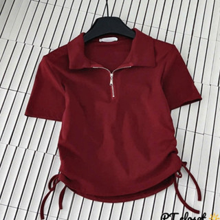 Áo polo nữ Marila Khoá Trụ Nhún Eo chất cotton co dãn 4 chiều dáng ôm